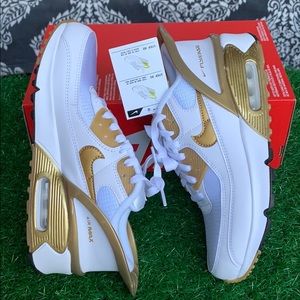 NIKE AIR MAX 90 FLYEASE WMNS White/Metallic-G